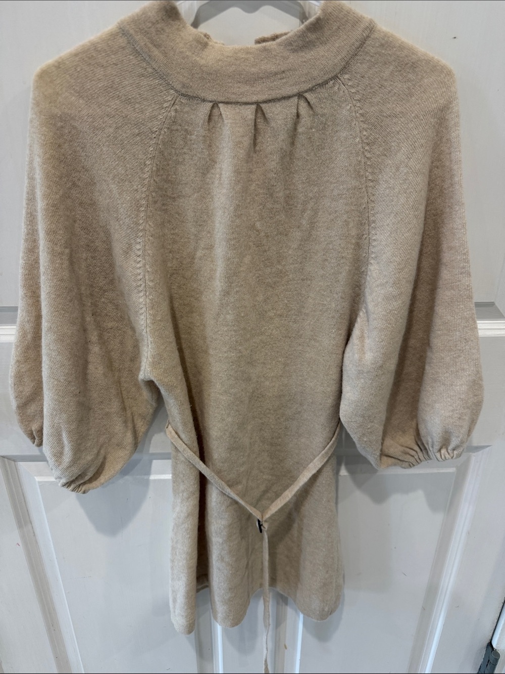 lily mcneal Beige Women’s Belted Knit Sweater